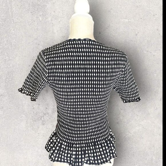 Scotch and Soda | EUC Women’s Smocked tee with peplum hem in  Black check Size M - Picture 6 of 6